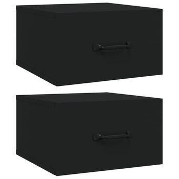 Mesitas De Noche De Pared 2 Uds Negro 35x35x20 Cm Vidaxl