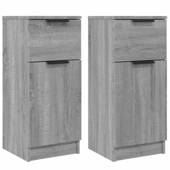 Aparadores 2 Uds Madera Contrachapada Gris Sonoma 30x30x70 Cm Vidaxl