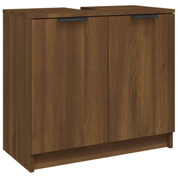 Armario Baño Madera Contrachapada Roble Marrón 64,5x33,5x59 Cm Vidaxl