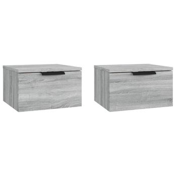 Mesita De Noche De Pared 2 Uds Color Gris Sonoma 34x30x20 Cm Vidaxl