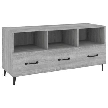 Mueble De Tv Madera Contrachapada Gris Sonoma 102x35x50 Cm Vidaxl