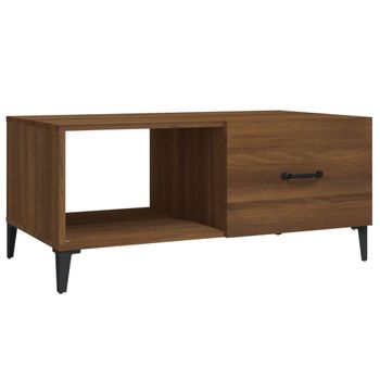 Mesa De Centro Madera Contrachapada Marrón Roble 90x50x40 Cm Vidaxl