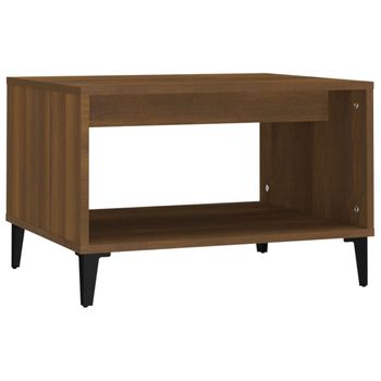 Mesa De Centro Madera Contrachapada Marrón Roble 60x50x40 Cm Vidaxl