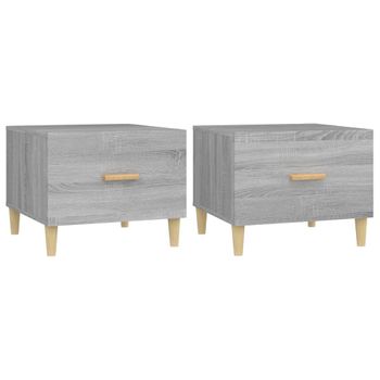 Mesa Centro 2 Uds Madera Contrachapada Gris Sonoma 50x50x40 Cm Vidaxl