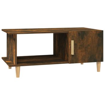 Mesa De Centro Madera Contrachapada Roble Ahumado 90x50x40 Cm Vidaxl