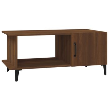 Mesa De Centro Madera Contrachapada Roble Marrón 90x50x40 Cm Vidaxl