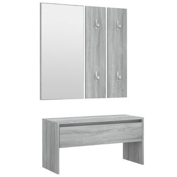 Set De Muebles De Recibidor Madera Contrachapada Gris Sonoma Vidaxl