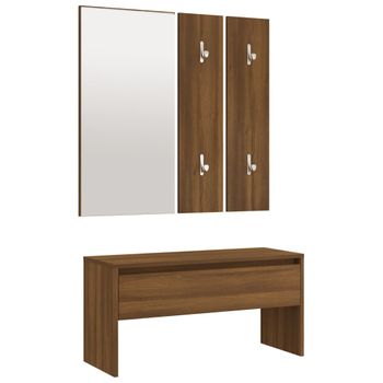 Set De Muebles De Recibidor Madera Contrachapada Roble Marrón Vidaxl