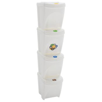 Cubos De Basura Apilables 4 Uds Polipropileno Blanco 100 L Vidaxl