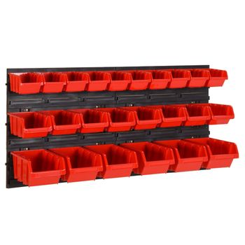 Set Estantes Taller 26 Pzas Polipropileno Rojo Y Negro 77x39 Cm Vidaxl