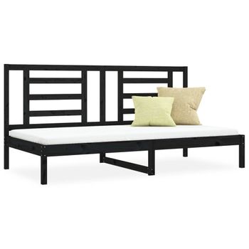 Sofá Cama Madera Maciza De Pino Negro 90x200 Cm Vidaxl