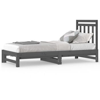 Sofá Cama Extraíble Madera Maciza De Pino Gris 2x(90x200) Cm Vidaxl