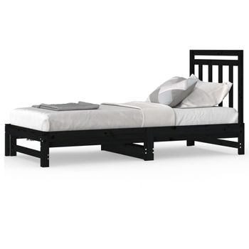 Sofá Cama Extraíble Madera Maciza De Pino Negro 2x(90x200) Cm Vidaxl