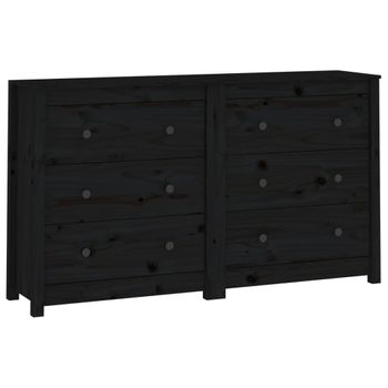 Aparador De Madera Maciza De Pino Negro 140x35x80 Cm Vidaxl