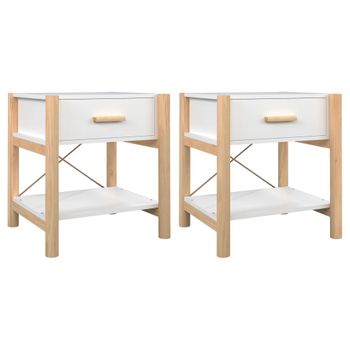 Mesitas De Noche 2 Uds Madera Contrachapada Blanco 42x38x45 Cm Vidaxl