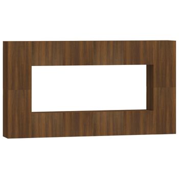 Set De Muebles Para Tv 8 Pzas Madera Contrachapada Roble Marrón Vidaxl