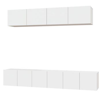 Set De Muebles Para Tv 5 Piezas Madera Contrachapada Blanco Vidaxl