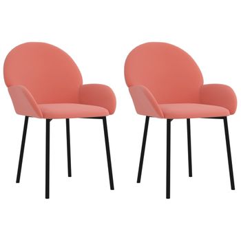 Sillas De Comedor 2 Unidades Terciopelo Rosa Vidaxl