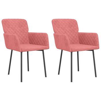 Sillas De Comedor 2 Unidades Terciopelo Rosa Vidaxl