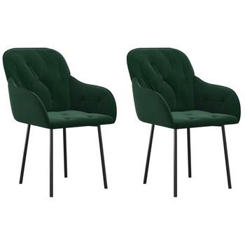 Sillas De Comedor 2 Unidades Terciopelo Verde Oscuro Vidaxl