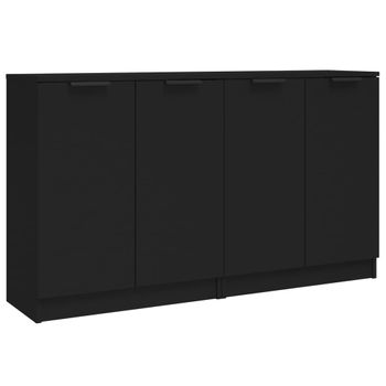 Aparadores 2 Uds Madera Contrachapada Negro 60x30x70 Cm Vidaxl