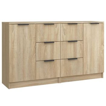 Aparadores 2 Uds Madera Contrachapada Roble Sonoma 60x30x70 Cm Vidaxl