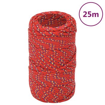 Cuerda De Barco Polipropileno Rojo 2 Mm 25 M Vidaxl