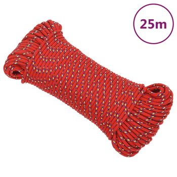 Cuerda De Barco Polipropileno Rojo 3 Mm 25 M Vidaxl