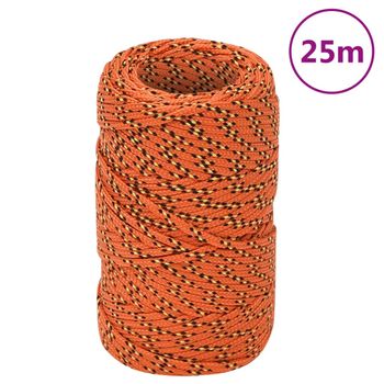 Cuerda De Barco Polipropileno Naranja 2 Mm 25 M Vidaxl