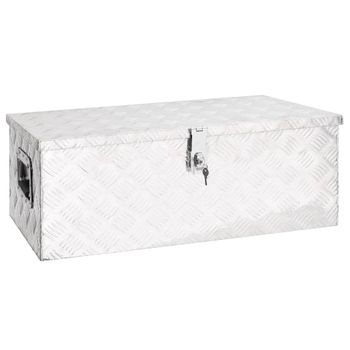 Caja De Almacenaje De Aluminio Plateado 80x39x30 Cm Vidaxl