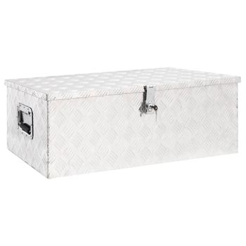 Caja De Almacenaje De Aluminio Plateado 90x47x33,5 Cm Vidaxl