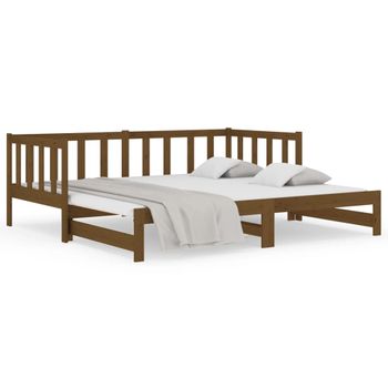 Sofá Cama Extraíble Madera Maciza Pino Marrón Miel 2x(90x190)cm Vidaxl