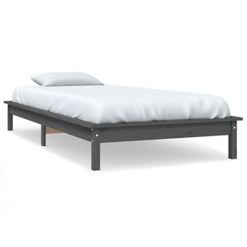 Estructura De Cama Madera Maciza De Pino Gris 90x200 Cm Vidaxl