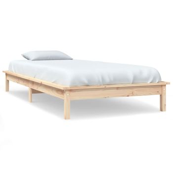 Estructura De Cama Madera Maciza De Pino Blanca 100x200 Cm Vidaxl