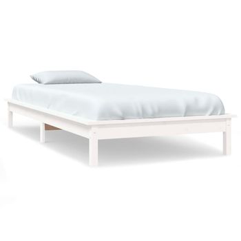 Estructura De Cama Madera Maciza De Pino Blanca 100x200 Cm Vidaxl