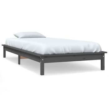 Estructura De Cama Madera Maciza De Pino Gris 100x200 Cm Vidaxl