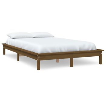 Estructura De Cama Madera Maciza Pino Marrón Miel 120x200 Cm Vidaxl