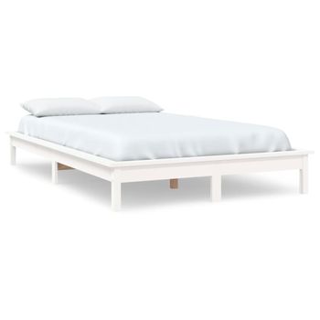 Estructura De Cama Madera Maciza De Pino Blanca 140x200 Cm Vidaxl