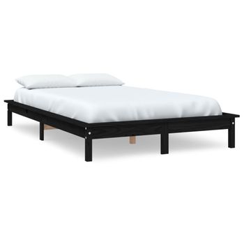 Estructura De Cama Madera Maciza De Pino Negro 140x200 Cm Vidaxl