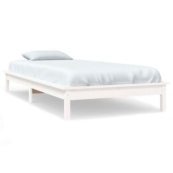 Estructura cama madera pino pequeña individual blanca 75x190 cm -  referencia Mqm-810108