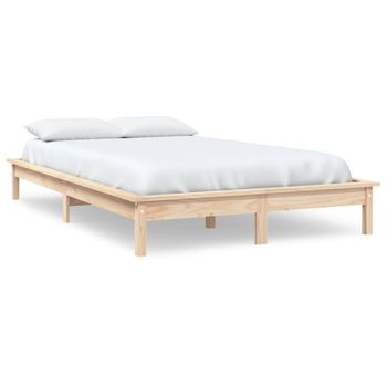 Estructura De Cama De Madera Maciza De Pino 140x190 Cm Vidaxl