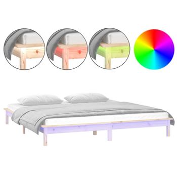 Estructura De Cama Con Led Madera Maciza 140x200 Cm Vidaxl