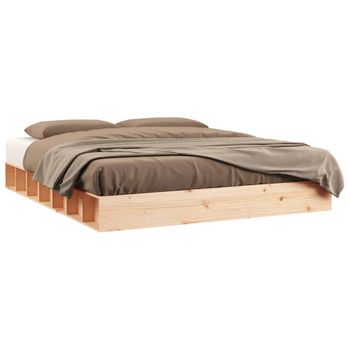 Estructura de cama matrimonio vidaXL madera maciza blanca 135x190cm, Camas  plegables, Los mejores precios