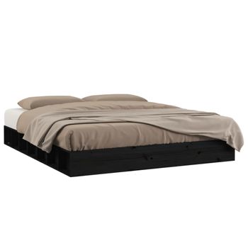 Estructura De Cama Madera Maciza Negro 120x200 Cm Vidaxl