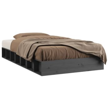 Estructura Cama Individual Pequeña Madera Maciza Gris 75x190 Cm Vidaxl