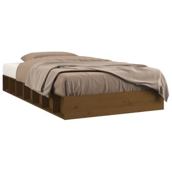 Estructura Cama Individual Madera Maciza Marrón Miel 75x190 Cm Vidaxl