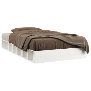 Estructura Cama Doble Pequeña Madera Maciza Blanco 120x190 Cm Vidaxl