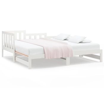 Sofá Cama Extraíble Madera Maciza De Pino Blanco 2x(90x190) Cm Vidaxl