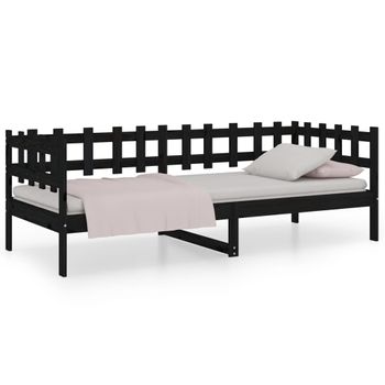 Sofá Cama De Madera Maciza De Pino Negro 80x200 Cm Vidaxl