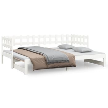 Sofá Cama Extraíble Madera Maciza De Pino Blanco 2x(80x200) Cm Vidaxl